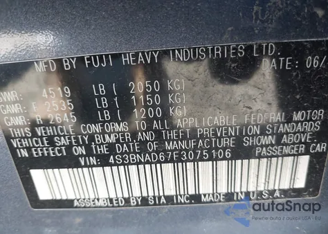 2015 Subaru Legacy 2.5I Premium from USA, damaged, VIN 4S3BNAD67F3075106